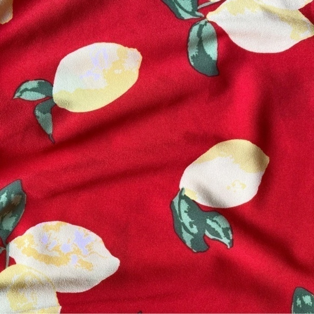 Mud‎ Pie Red Off Shoulder Blouse with Lemon Print - Picture 7 of 9